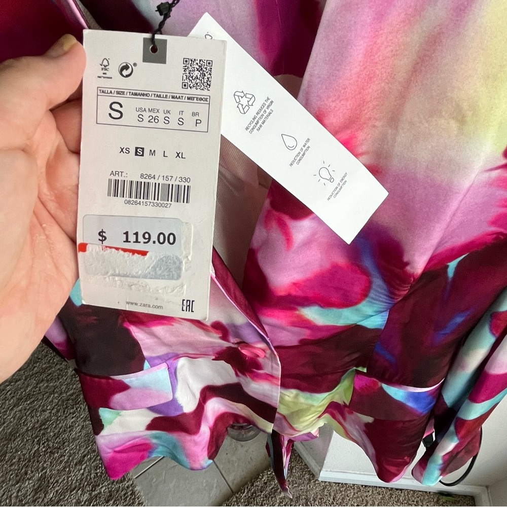 Zara Floral Watercolor Blazer in Pink, Burgundy, Lavender with Tie Belt - Picture 5 of 8